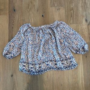 Joie Metalic Floral Silk Blouse XS